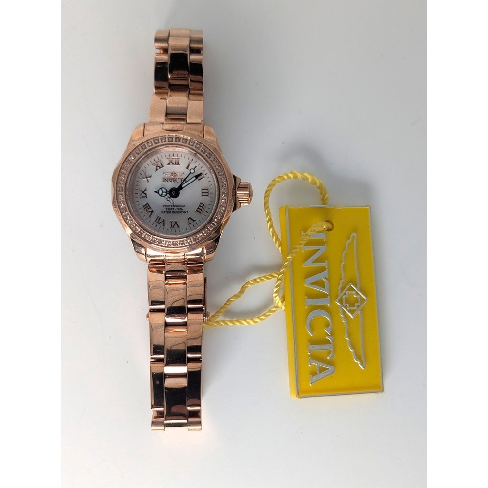 NEW Women's Invicta Watch Mother of Pearl Flame Fusion Crystal Rose Gold 15521